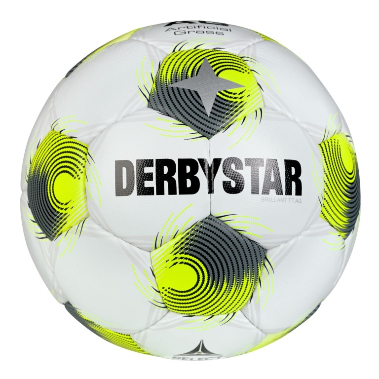 Derbystar Football Brilliant TT AG v25 (Training ball, specially for artificial grass) white/yellow/grey - 1 ball